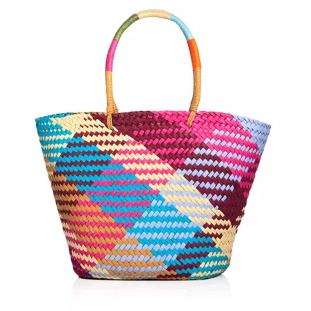 Aqua Multicolor Woven Tote Bag